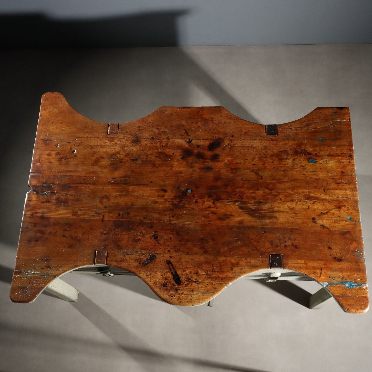 Vintage Industrial Table Fir Elm Design Italy XX Century-photo-8