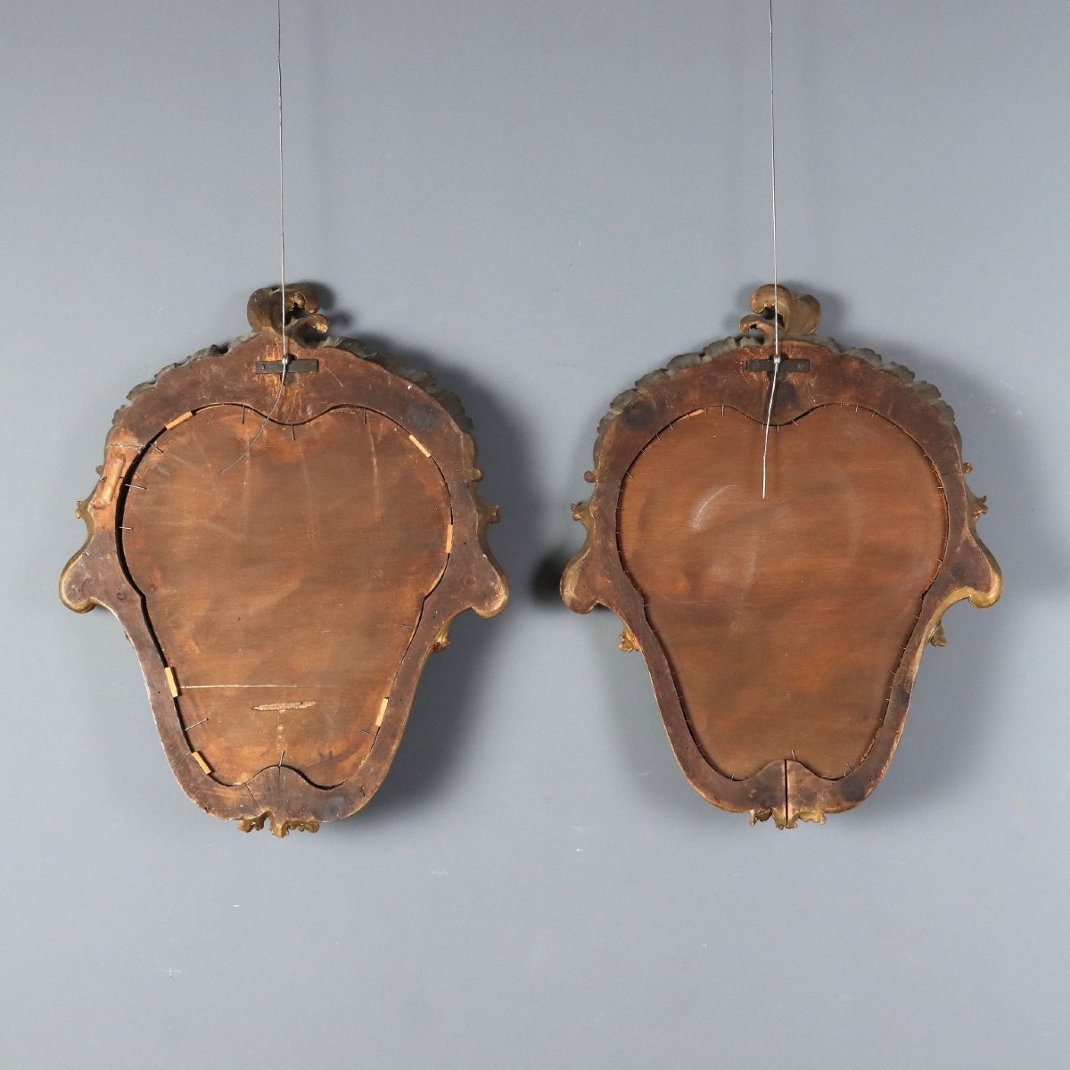 Miroirs Anciens Style Baroque Bois Gravé Italie du XIXe Siècle Originaux-photo-7