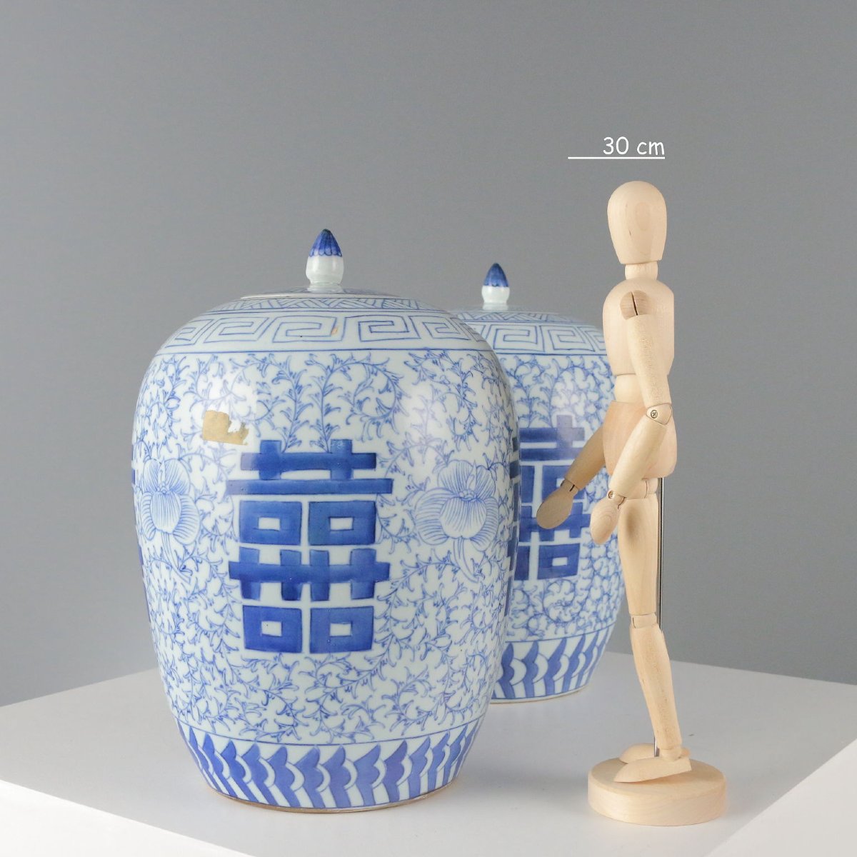 Pots à Gingembre Anciens Porcelaine avec Couvercle Chine XXe Siècle-photo-2
