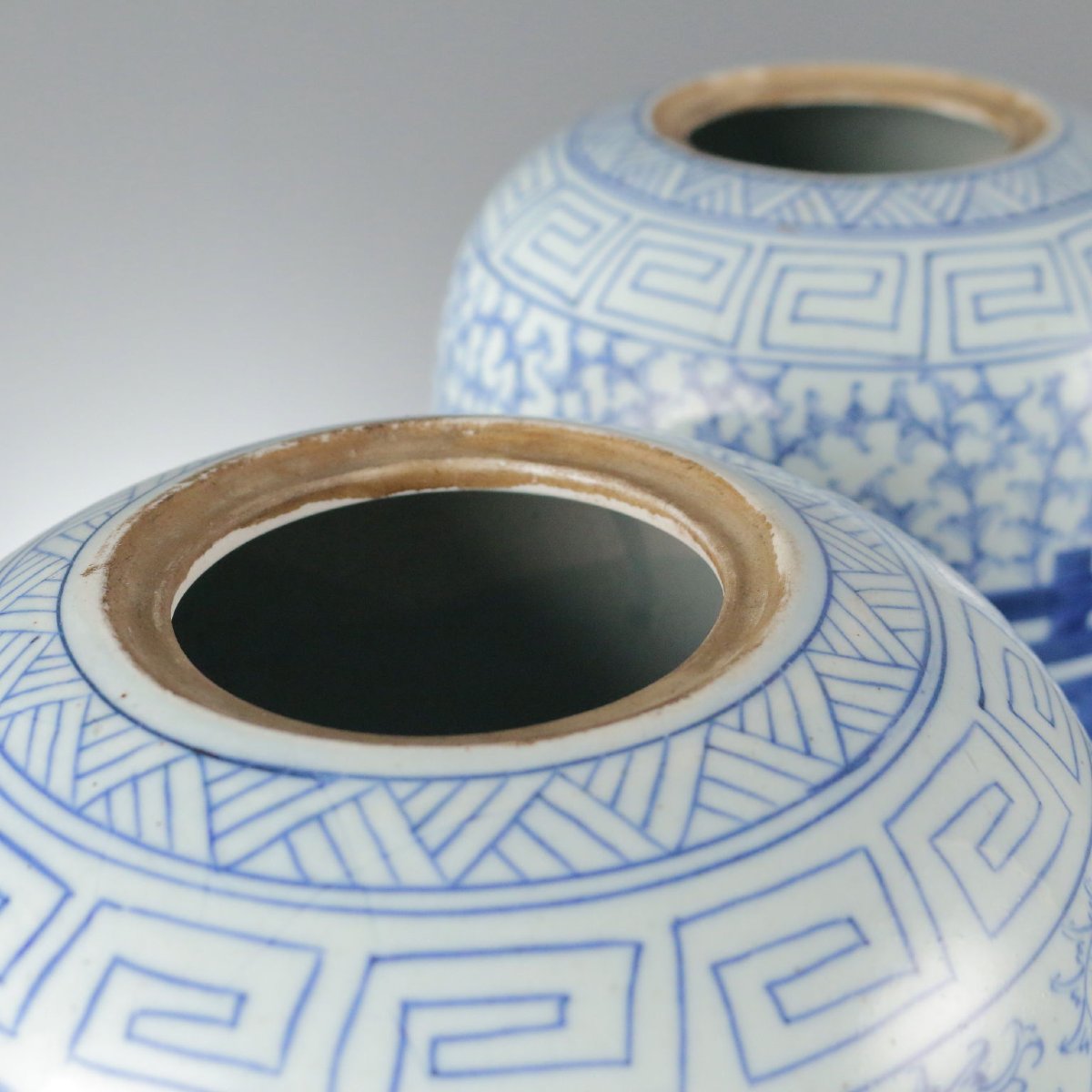 Pots à Gingembre Anciens Porcelaine avec Couvercle Chine XXe Siècle-photo-3