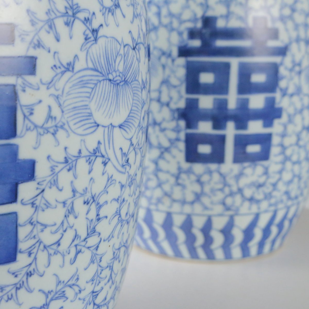 Pots à Gingembre Anciens Porcelaine avec Couvercle Chine XXe Siècle-photo-4