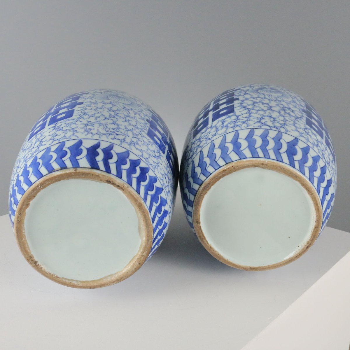Pots à Gingembre Anciens Porcelaine avec Couvercle Chine XXe Siècle-photo-4