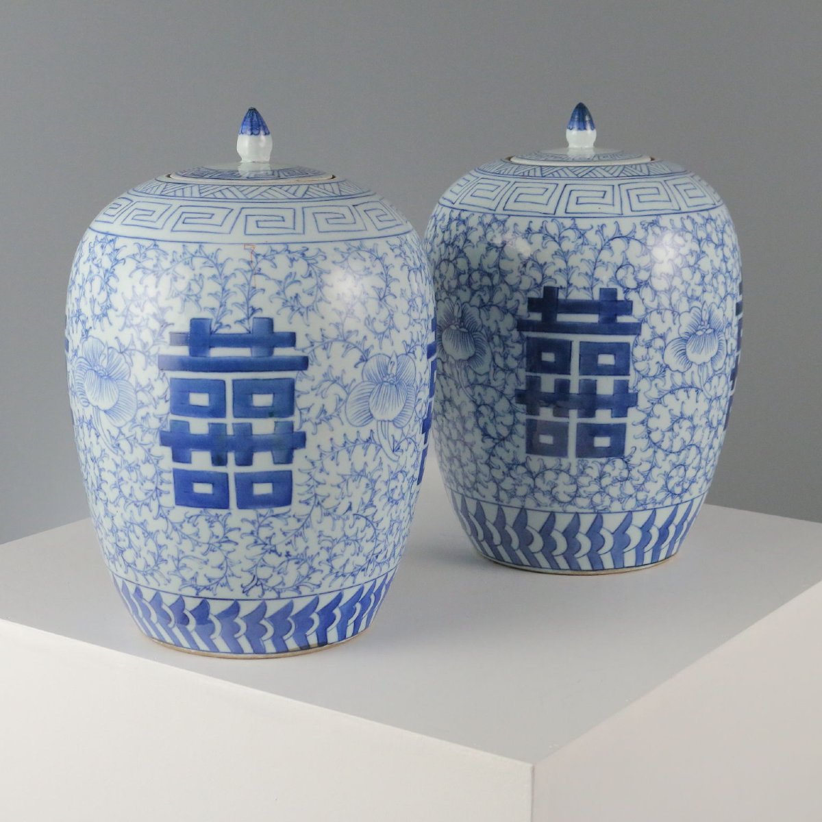 Pots à Gingembre Anciens Porcelaine avec Couvercle Chine XXe Siècle