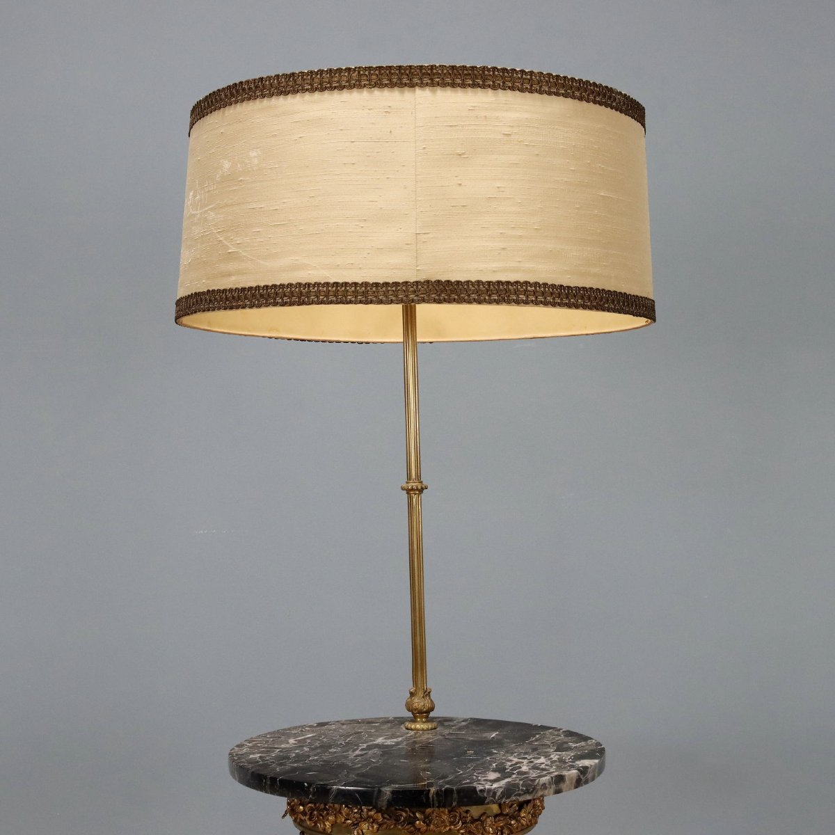Lampadaire Ancien avec Table Basse Bronze Marbre Italie XXe Siècle-photo-3