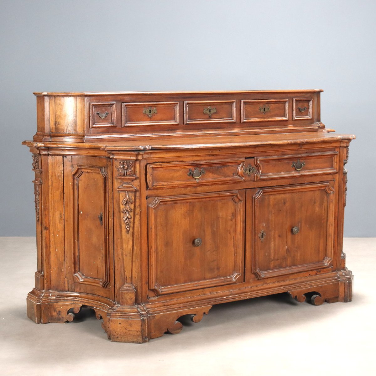 Antique Baroque Walnut Cupboard  With 5 Drawers XVII Century