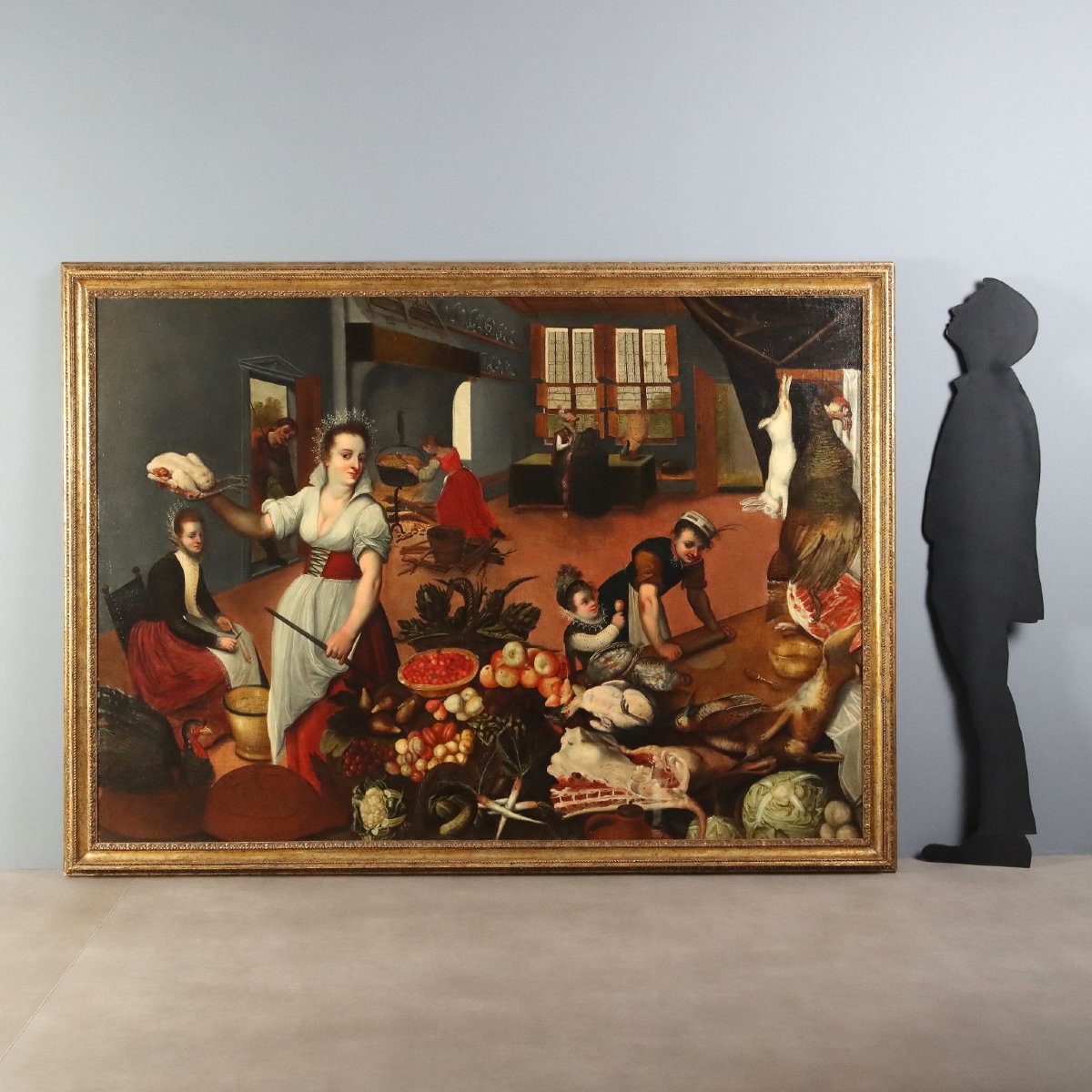Antique Painting Kitchen Scene Oil On Canvas Flemish School Original-photo-2