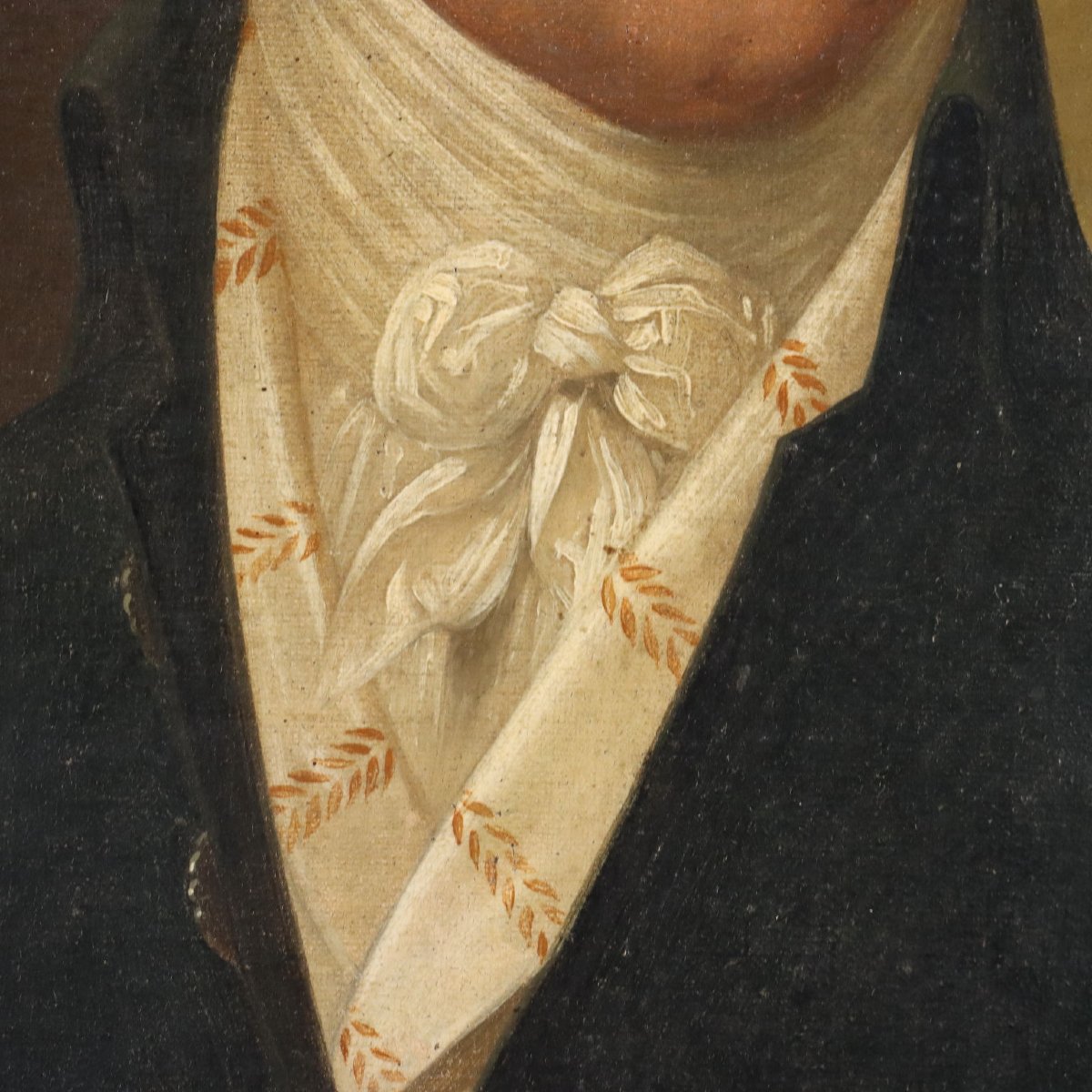 Antique Painting Male Portrait Oil On Canvas XVIII-xix Century-photo-4