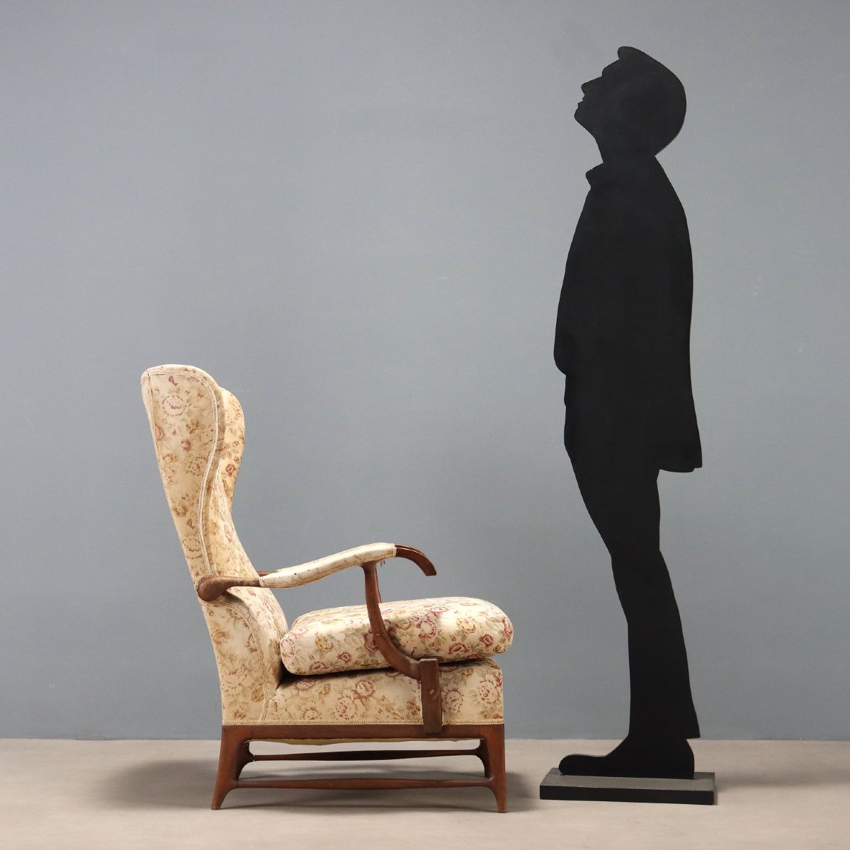 Vintage Armchair Frama Marelli Fabric Design Italy 1950s-photo-3