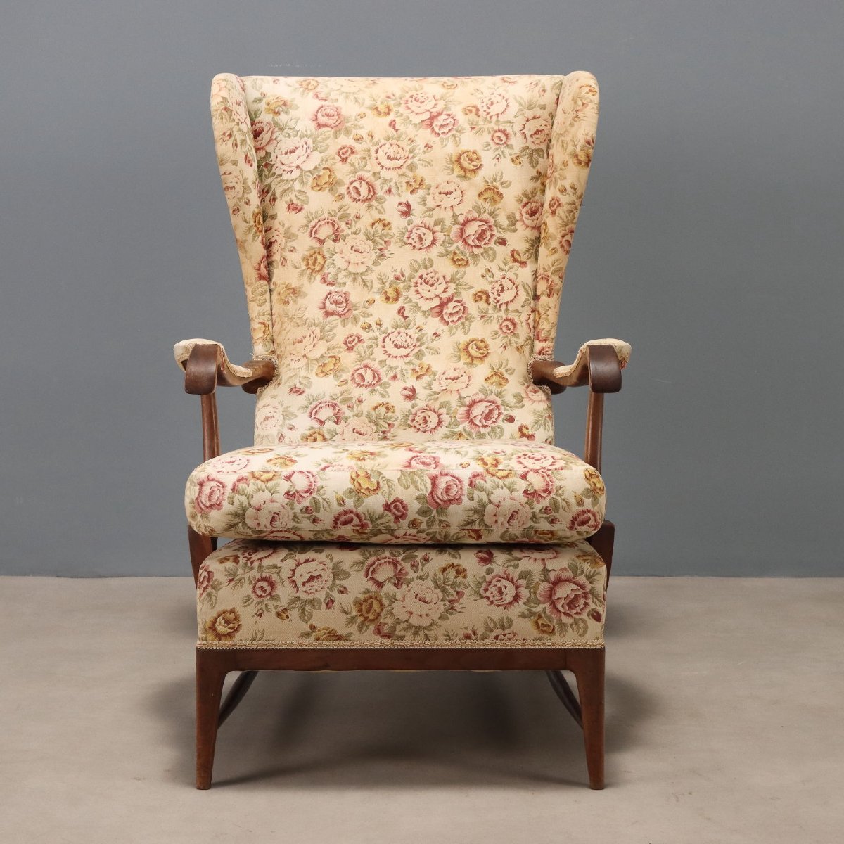 Vintage Armchair Frama Marelli Fabric Design Italy 1950s-photo-4
