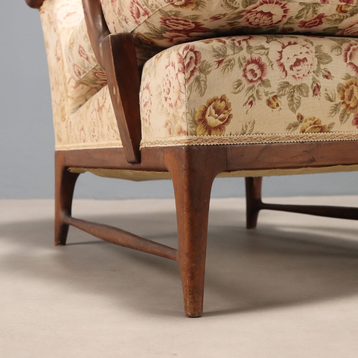 Vintage Armchair Frama Marelli Fabric Design Italy 1950s-photo-4