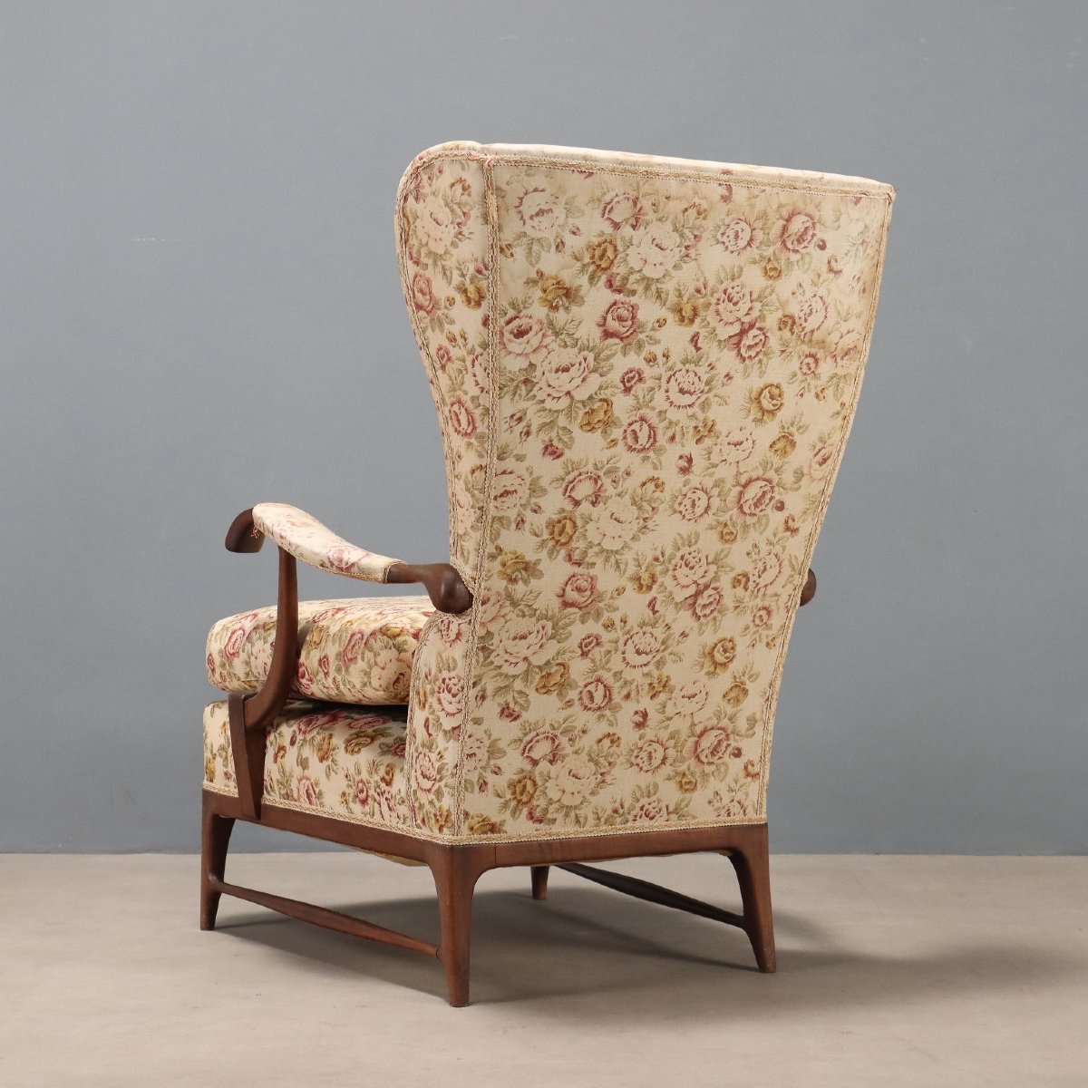 Vintage Armchair Frama Marelli Fabric Design Italy 1950s-photo-7