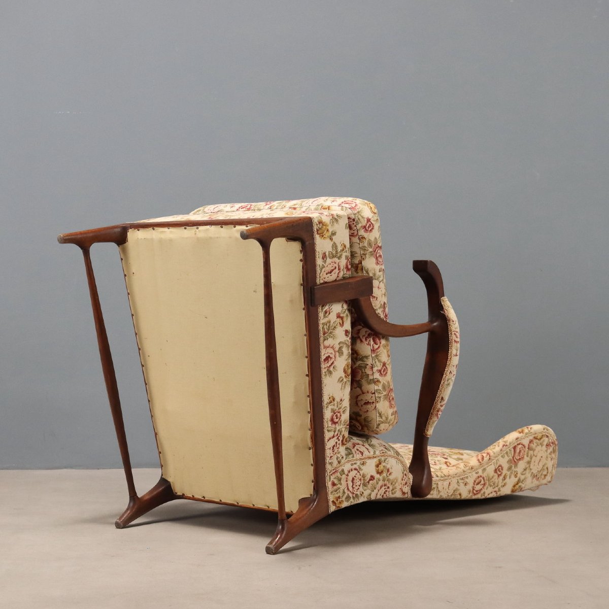 Vintage Armchair Frama Marelli Fabric Design Italy 1950s-photo-8