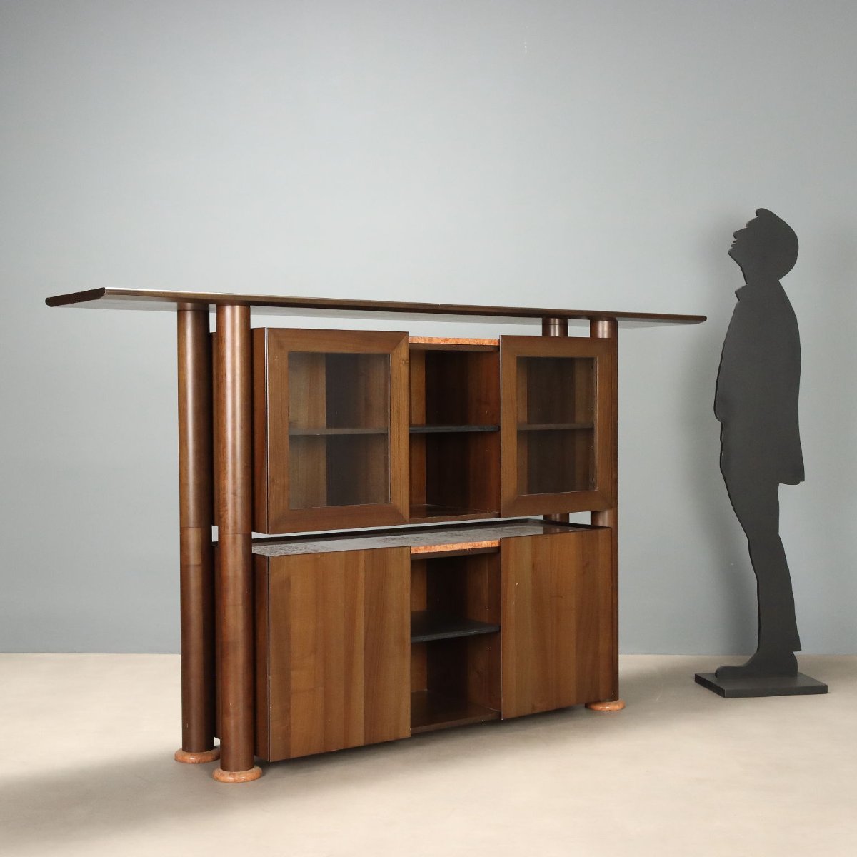 Vintage 1980s Sideboard In Wood And Marble-photo-2