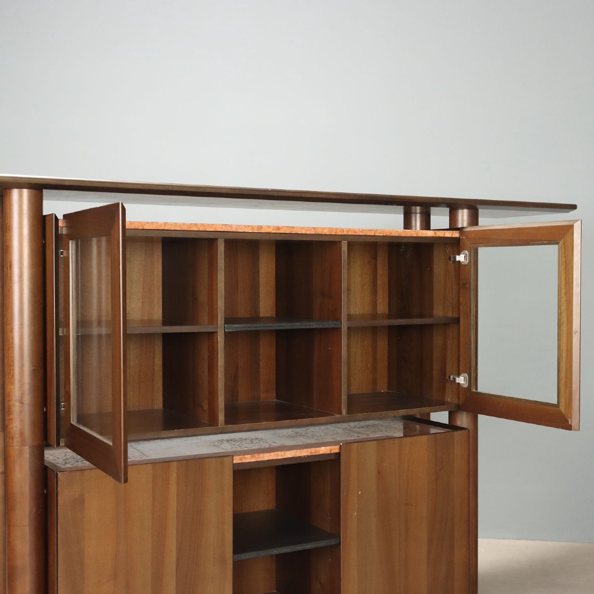 Vintage 1980s Sideboard In Wood And Marble-photo-3