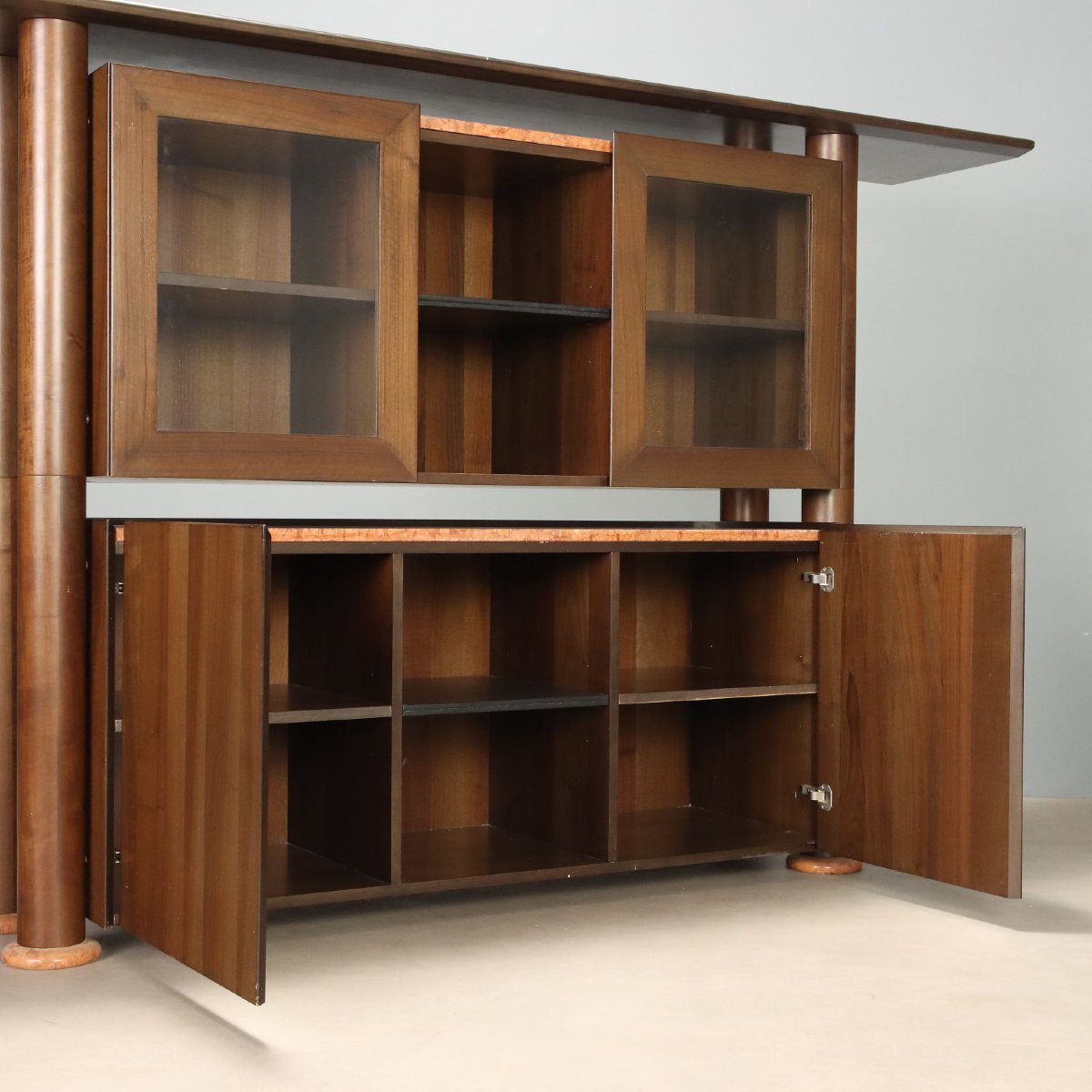 Vintage 1980s Sideboard In Wood And Marble-photo-4