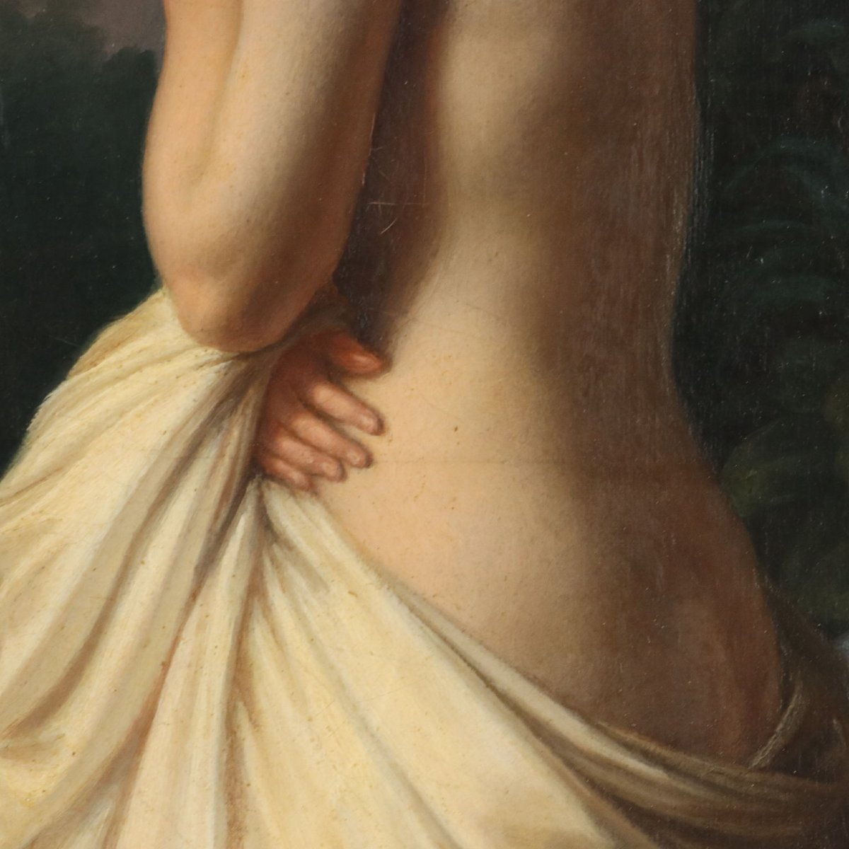 Tableau de Guglielmo Berti "Suzanne et les Vieillards" Hiule sur Toile XIX Siècle-photo-1