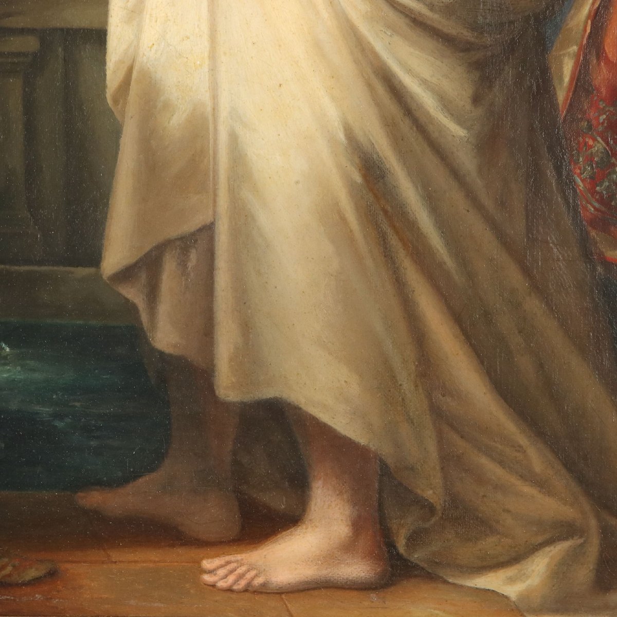 Tableau de Guglielmo Berti "Suzanne et les Vieillards" Hiule sur Toile XIX Siècle-photo-2