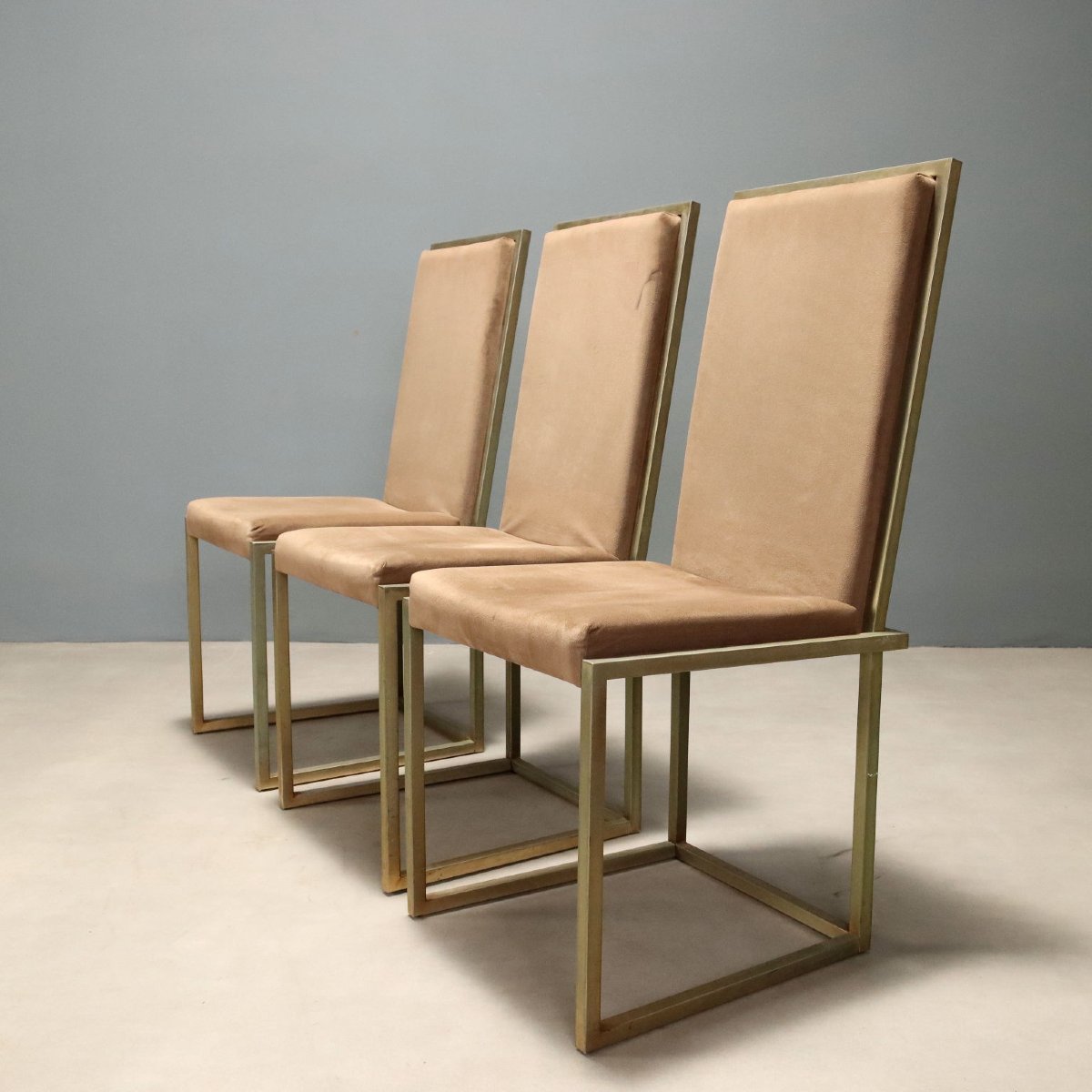 Vintage Chairs Brass-plated Metal Fabric 1970s–1980s Design-photo-3