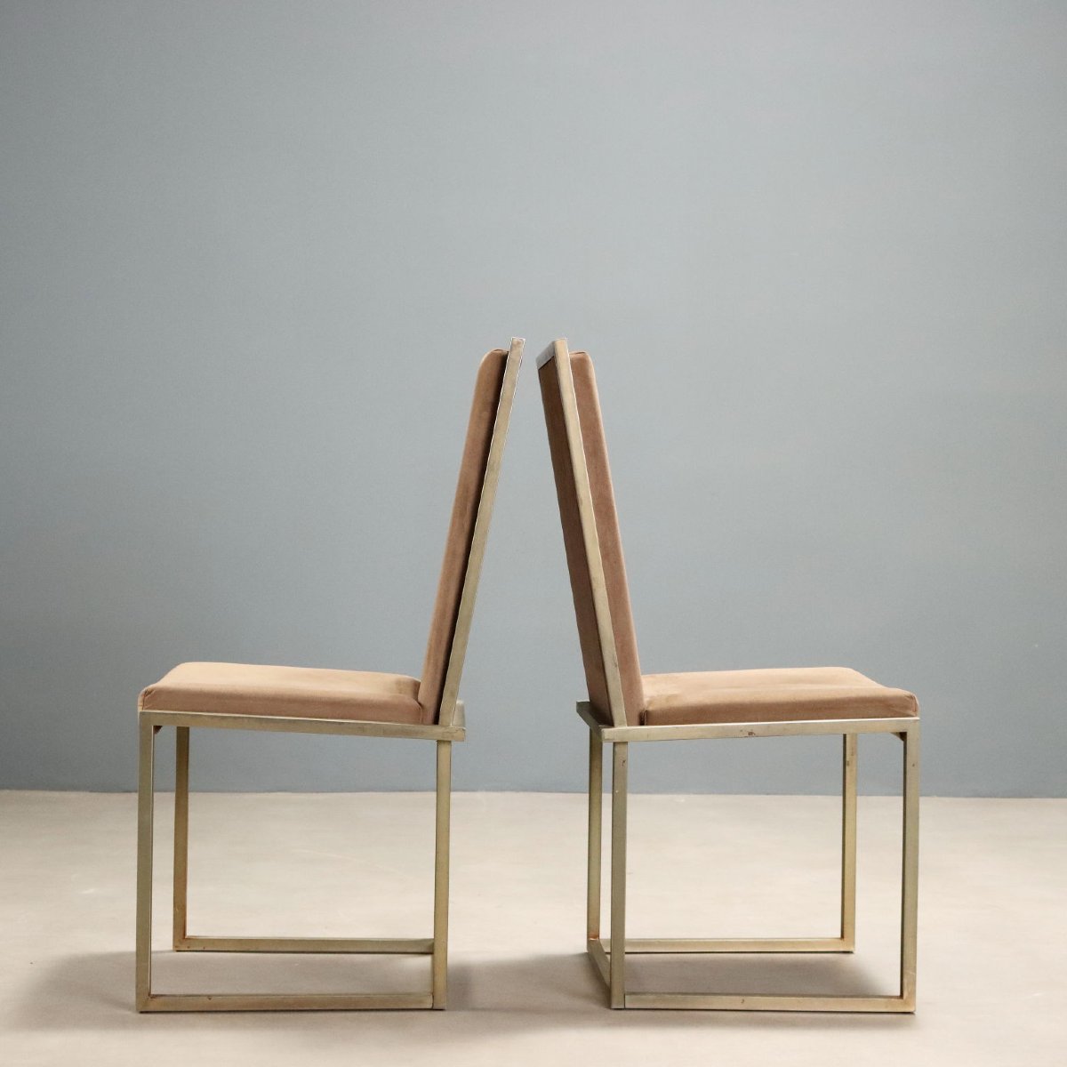 Vintage Chairs Brass-plated Metal Fabric 1970s–1980s Design-photo-4