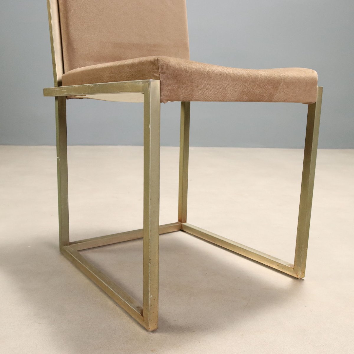 Vintage Chairs Brass-plated Metal Fabric 1970s–1980s Design-photo-5