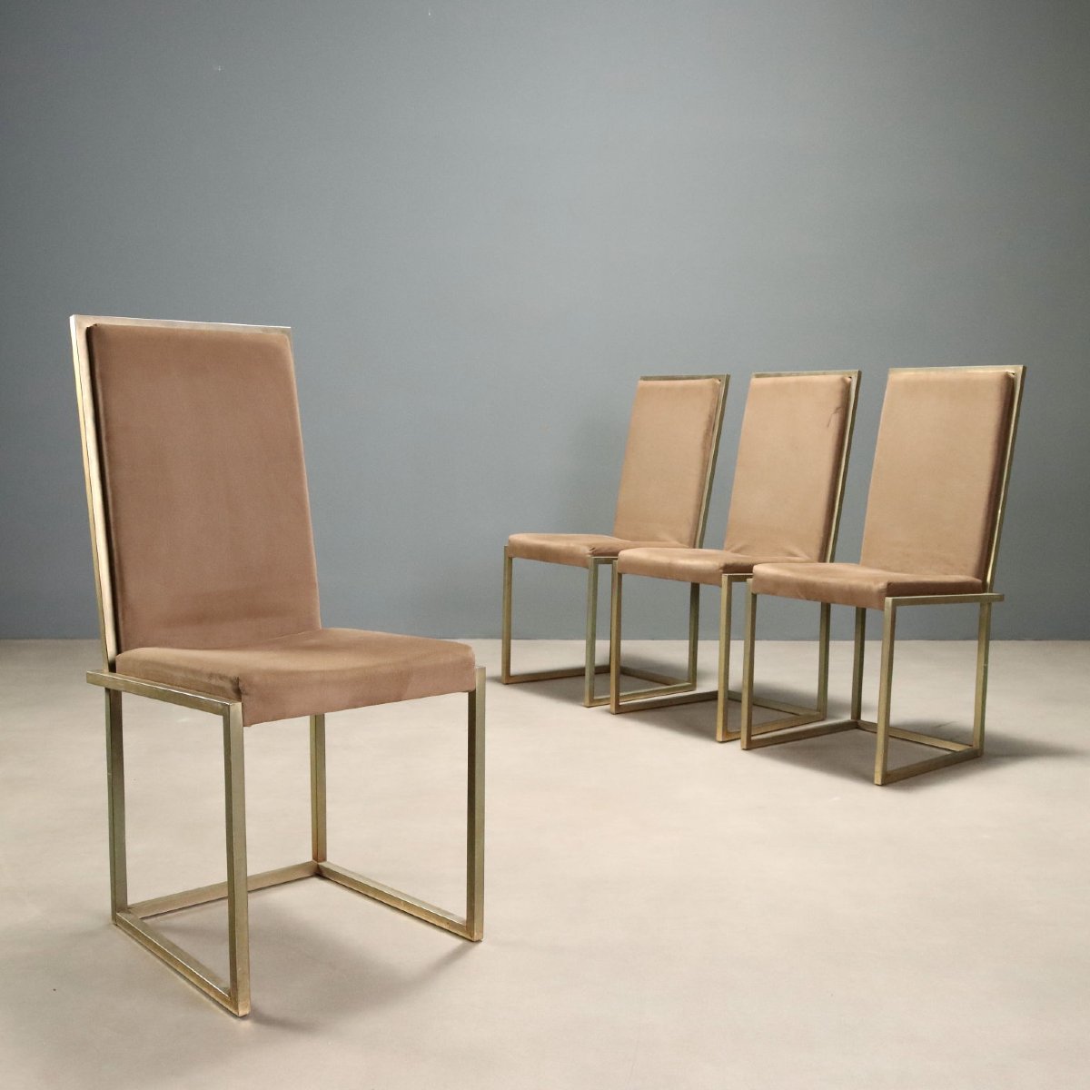 Vintage Chairs Brass-plated Metal Fabric 1970s–1980s Design
