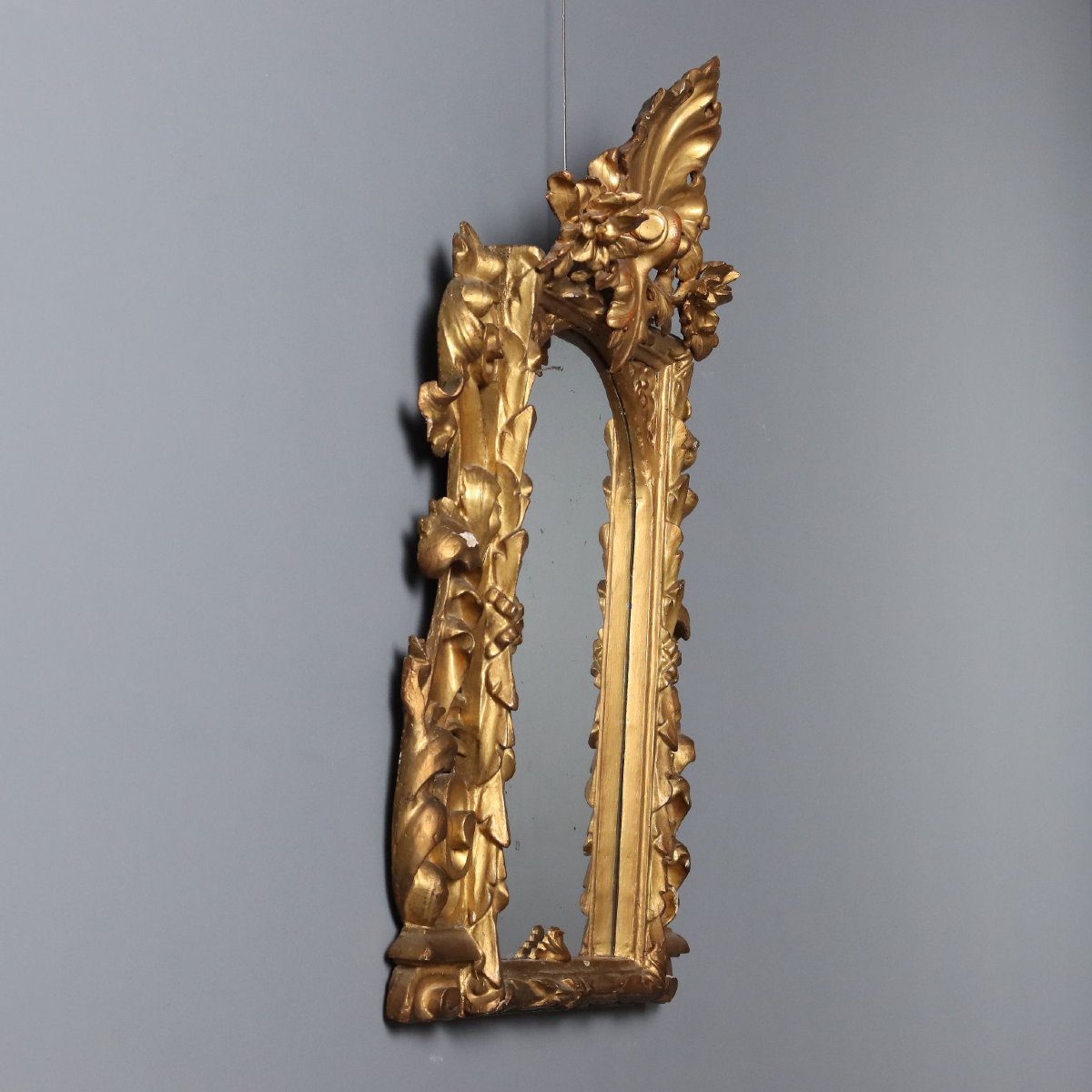 Baroque Mirror In Carved And Gilded Wood, Italy, Early 19th Century-photo-3