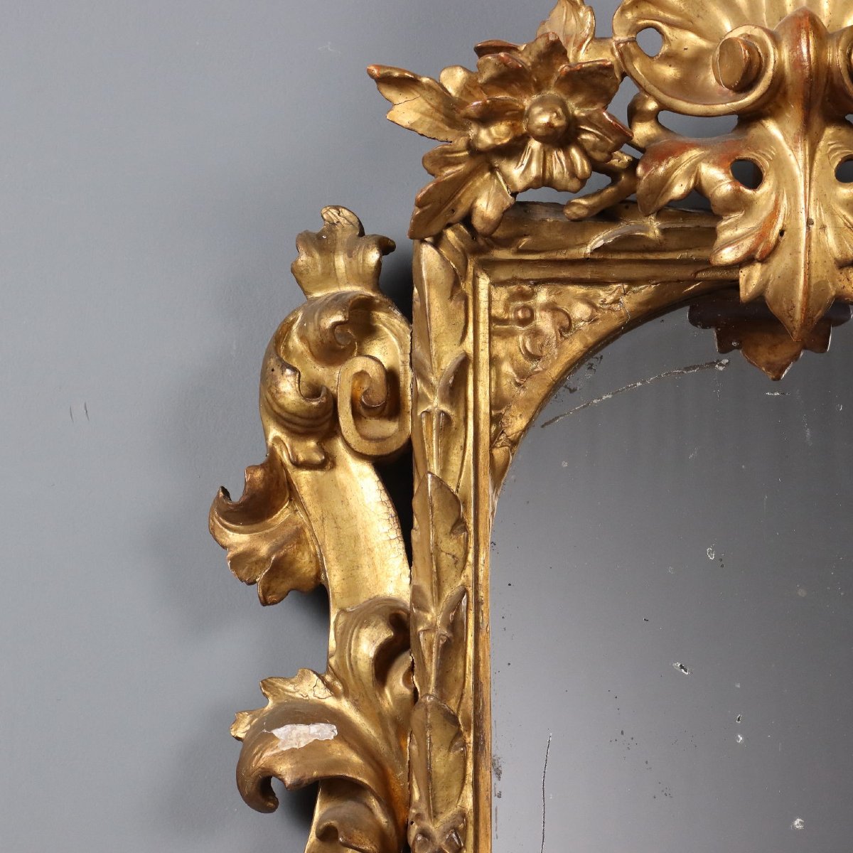 Baroque Mirror In Carved And Gilded Wood, Italy, Early 19th Century-photo-1