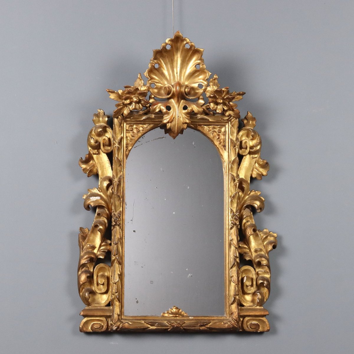 Baroque Mirror In Carved And Gilded Wood, Italy, Early 19th Century