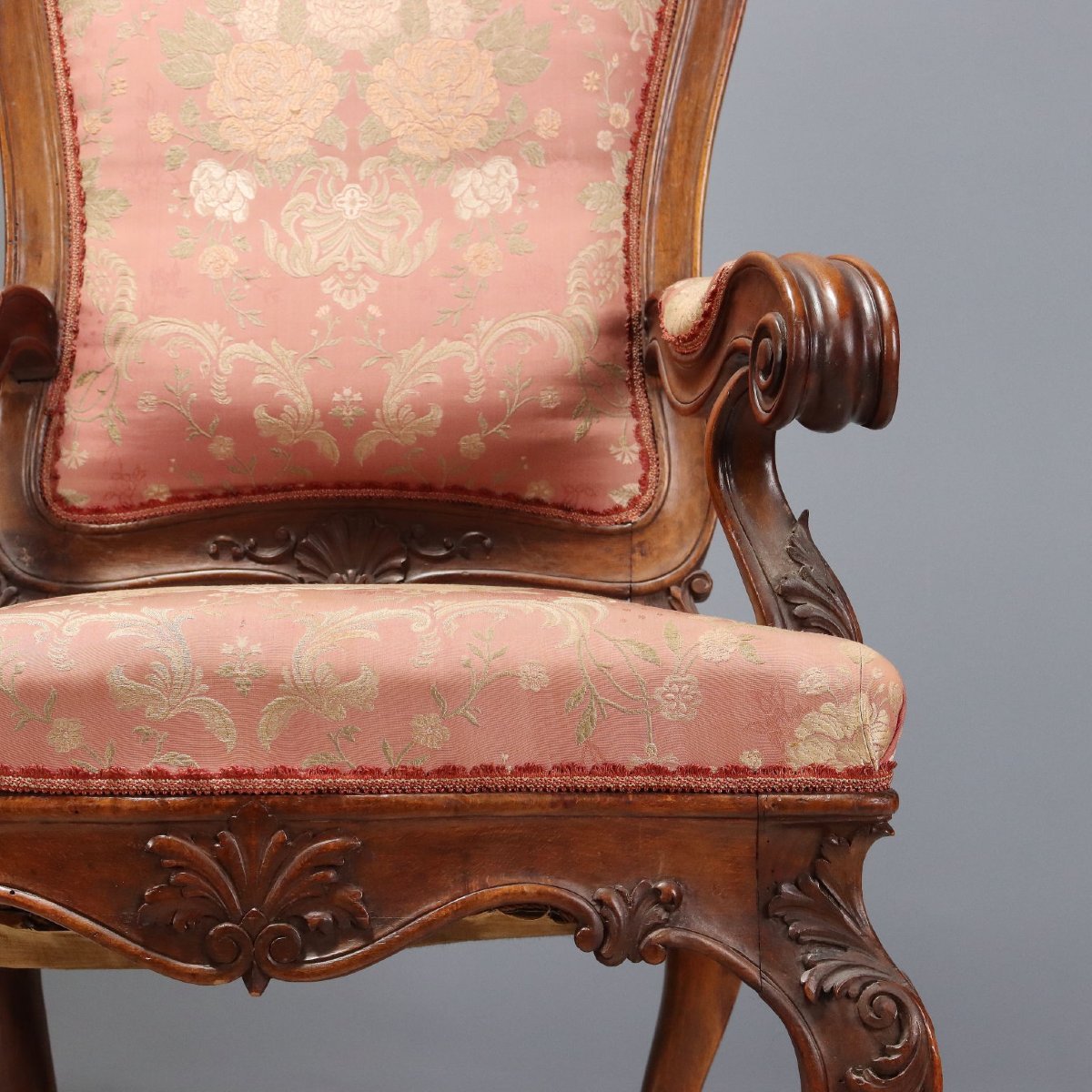 Paire de Fauteuils Louis-Philippe en Noyer Italie du milieu du XIXe siècle-photo-3