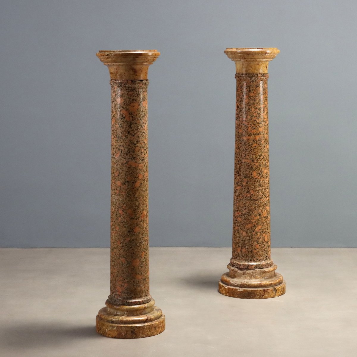 Breccia Marble And Granite Columns - 19th-century Italy 19th-century Italy