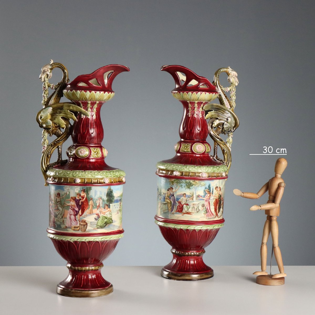 Pair Of Art Nouveau Ceramic Pitchers, Central Europe, Late 19th Century–early 20th Century-photo-2