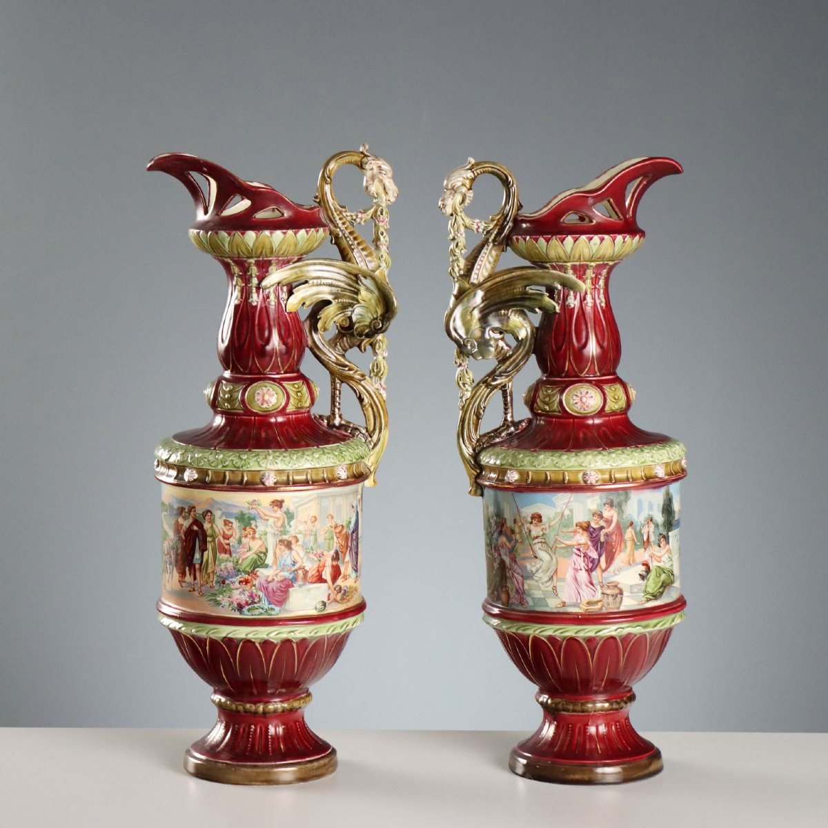 Pair Of Art Nouveau Ceramic Pitchers, Central Europe, Late 19th Century–early 20th Century-photo-7