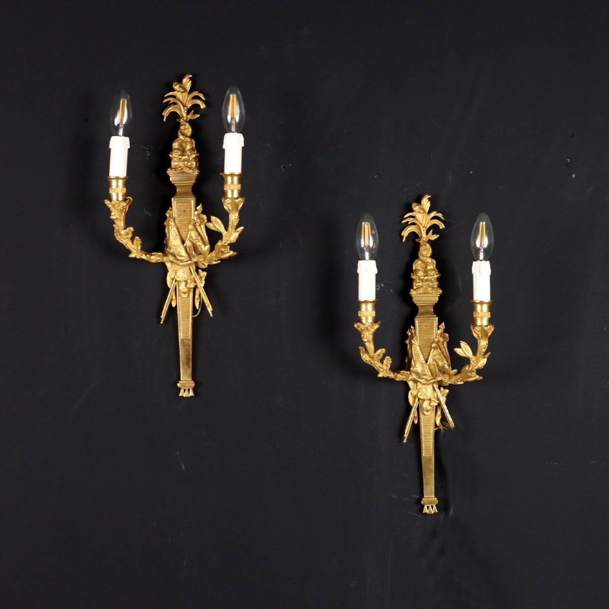 Pair Of Neoclassical-style Wall Sconces, Italy, 20th Century