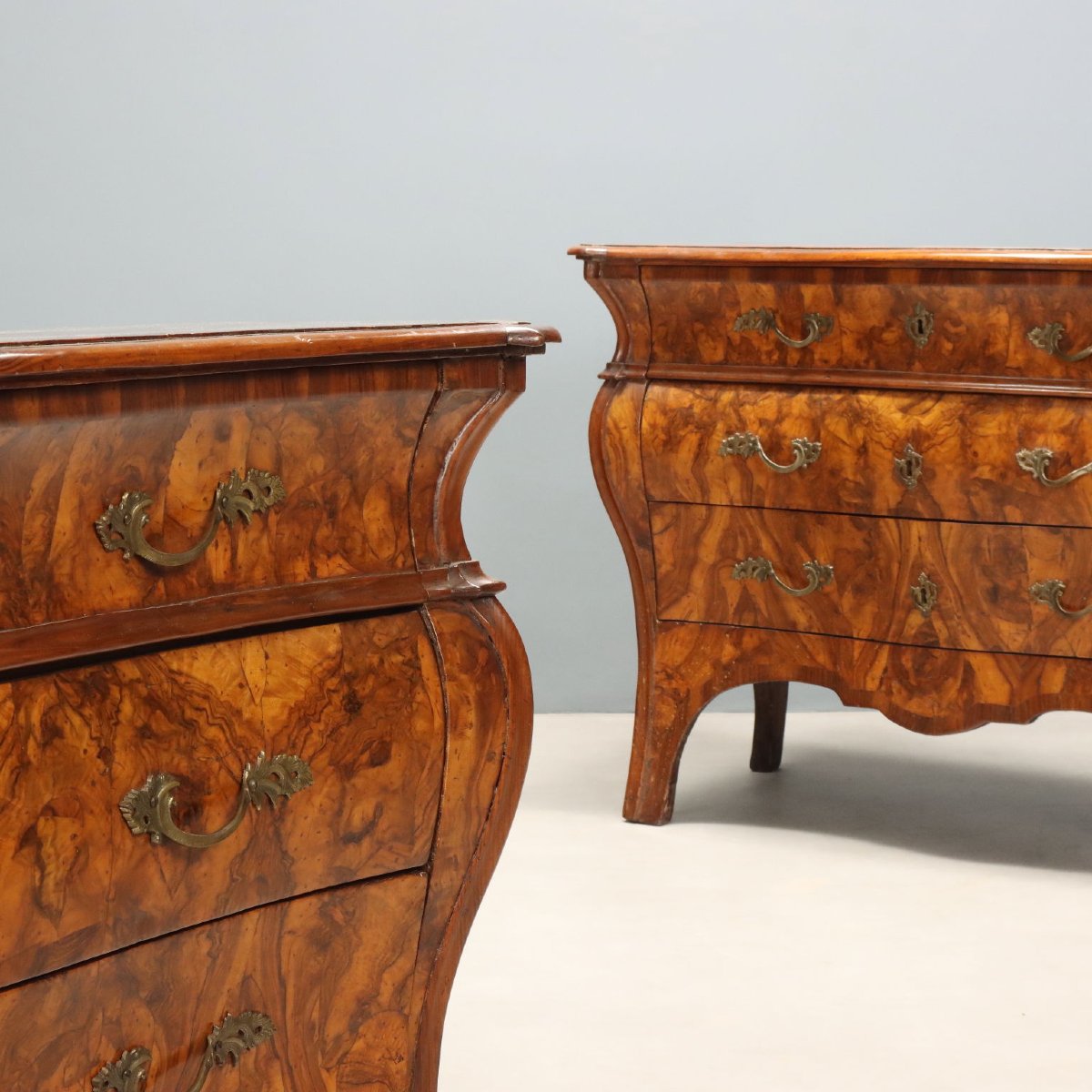 Antique Chests Of Drawers Wanut Burl Veneer Italy XVIII Century Originals-photo-3