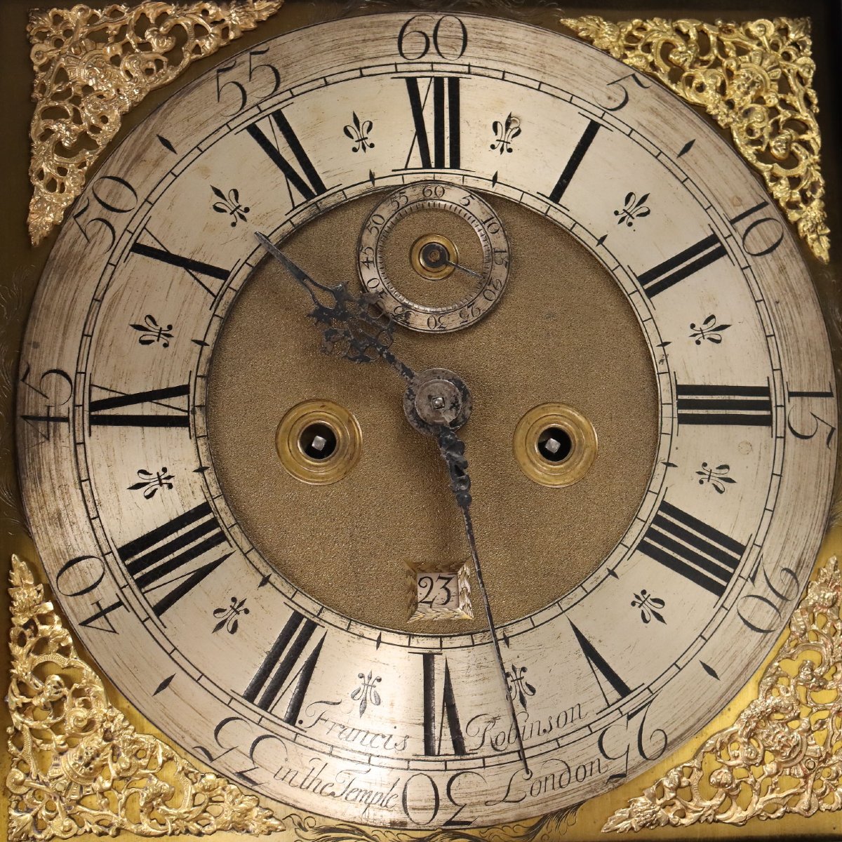 Antique Pendulum Clock Francis Robinson Oak XVIII Century Original-photo-2