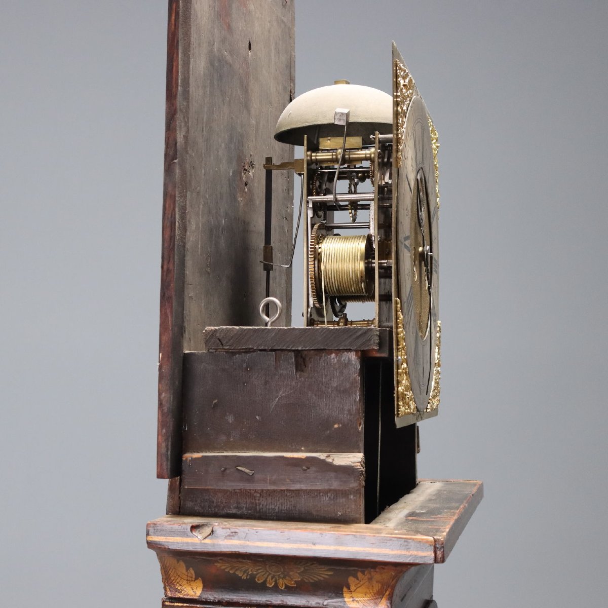 Antique Pendulum Clock Francis Robinson Oak XVIII Century Original-photo-5
