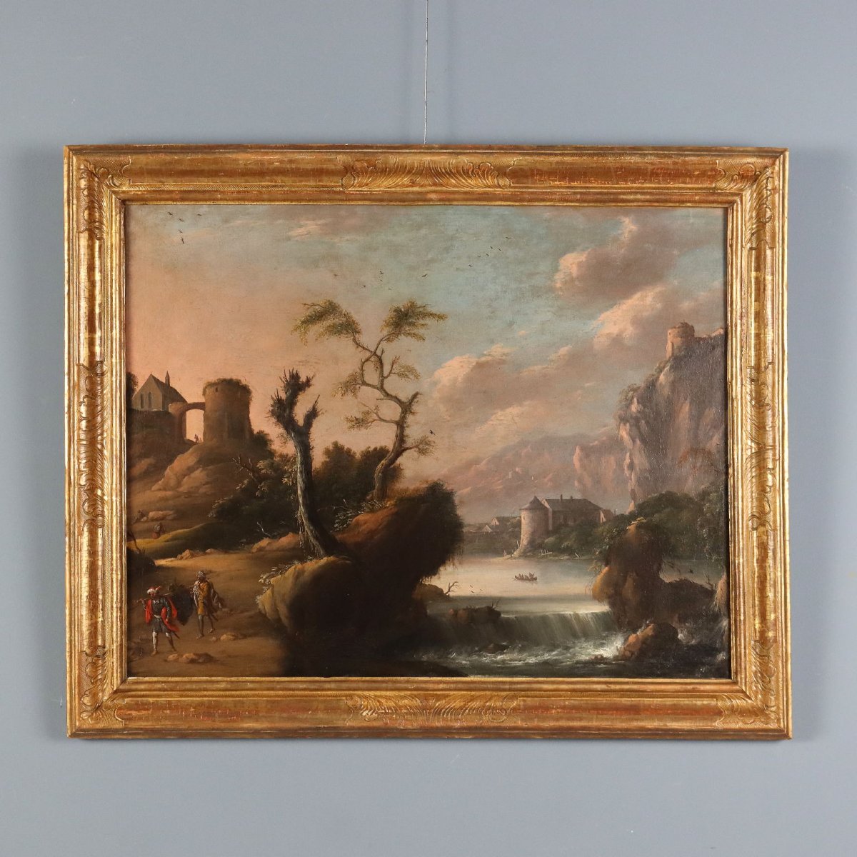 Antique Painting Landscape Oil On Canvas Italy XVIII Century Original