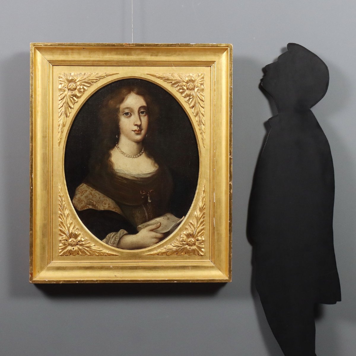 Tableau Ancien Portrait d'une Femme Huile sur Toile XVIIe Siècle Original-photo-2