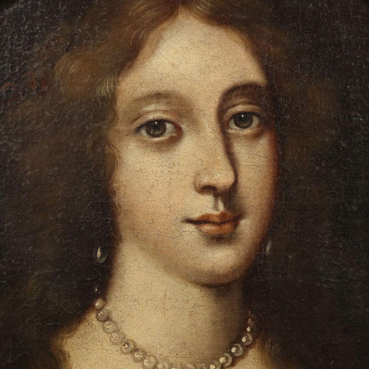 Tableau Ancien Portrait d'une Femme Huile sur Toile XVIIe Siècle Original-photo-4
