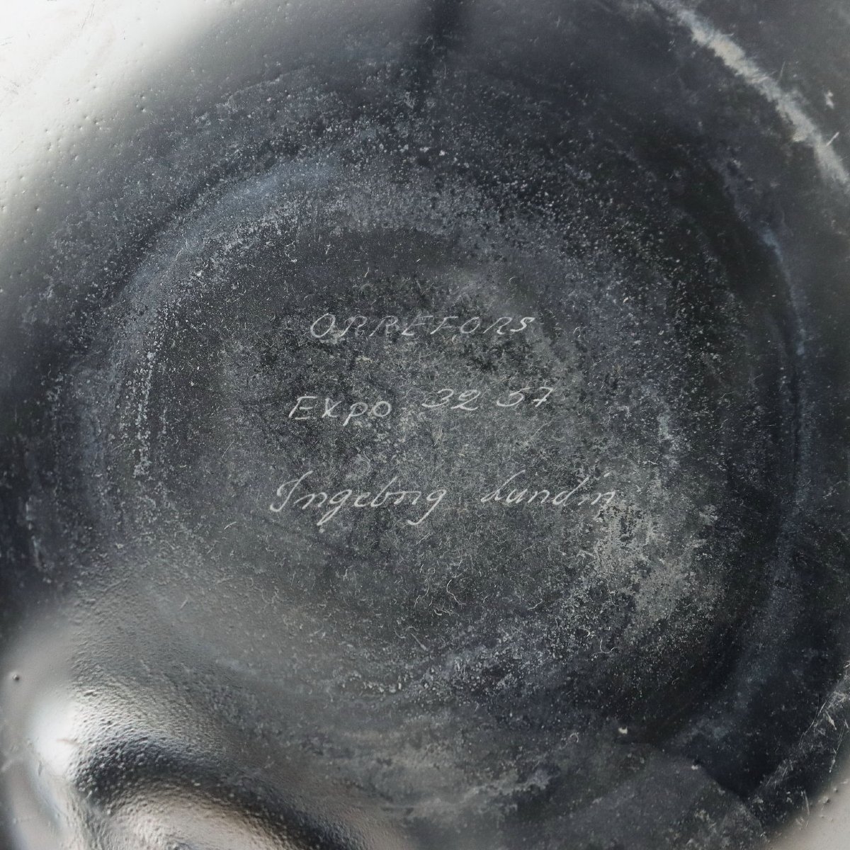 Vase Pomme I.Lundin pour Orrefors Verre Suède 1957-photo-1
