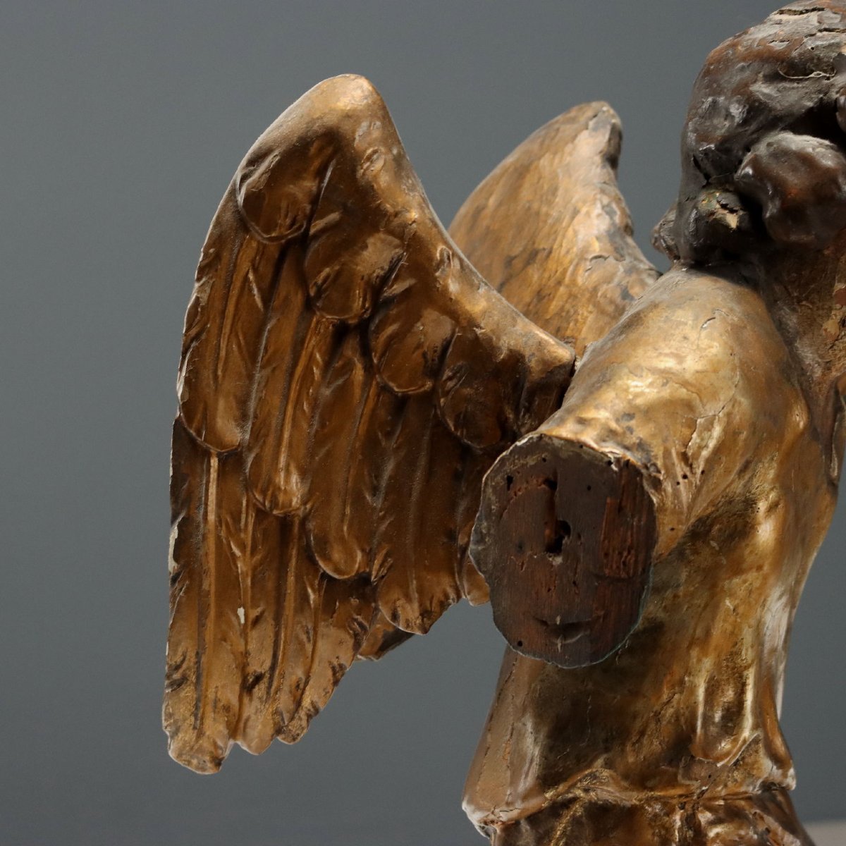 Antique Angels Carved Gilded Wood Italy XVIII Century Originals-photo-3