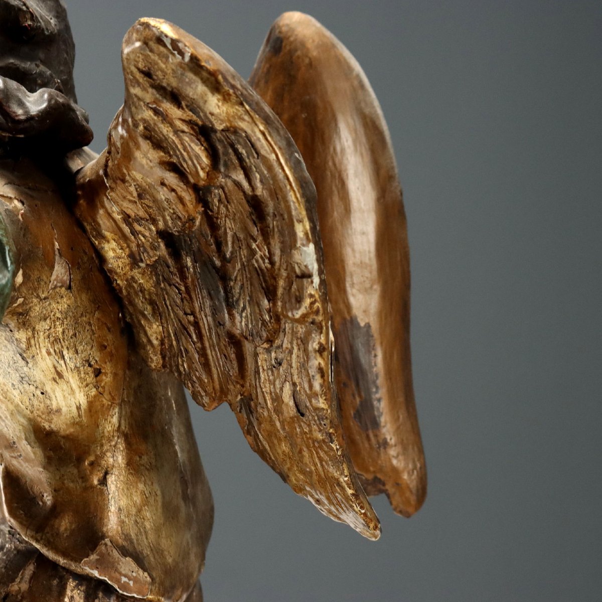 Antique Angels Carved Gilded Wood Italy XVIII Century Originals-photo-4