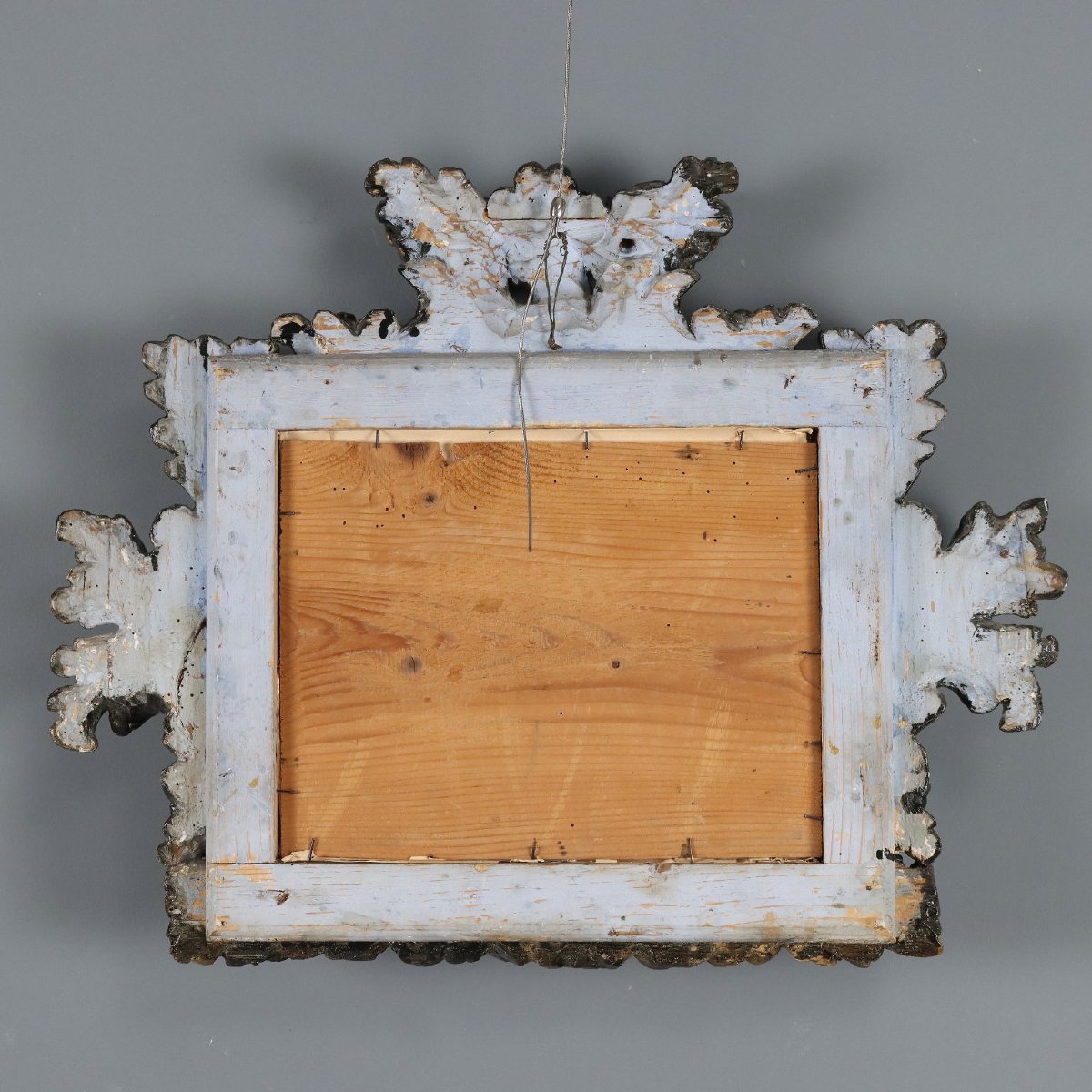 Petit Cadre Baroque Ancien Bois Gravé Doré du XVIIIe Siècle Original-photo-6