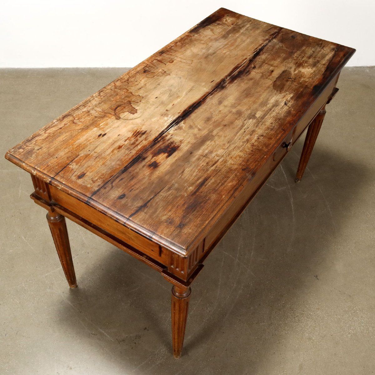 Table Néoclassique Ancienne Noyer Peuplier Italie XVIIIe Siècle-photo-4