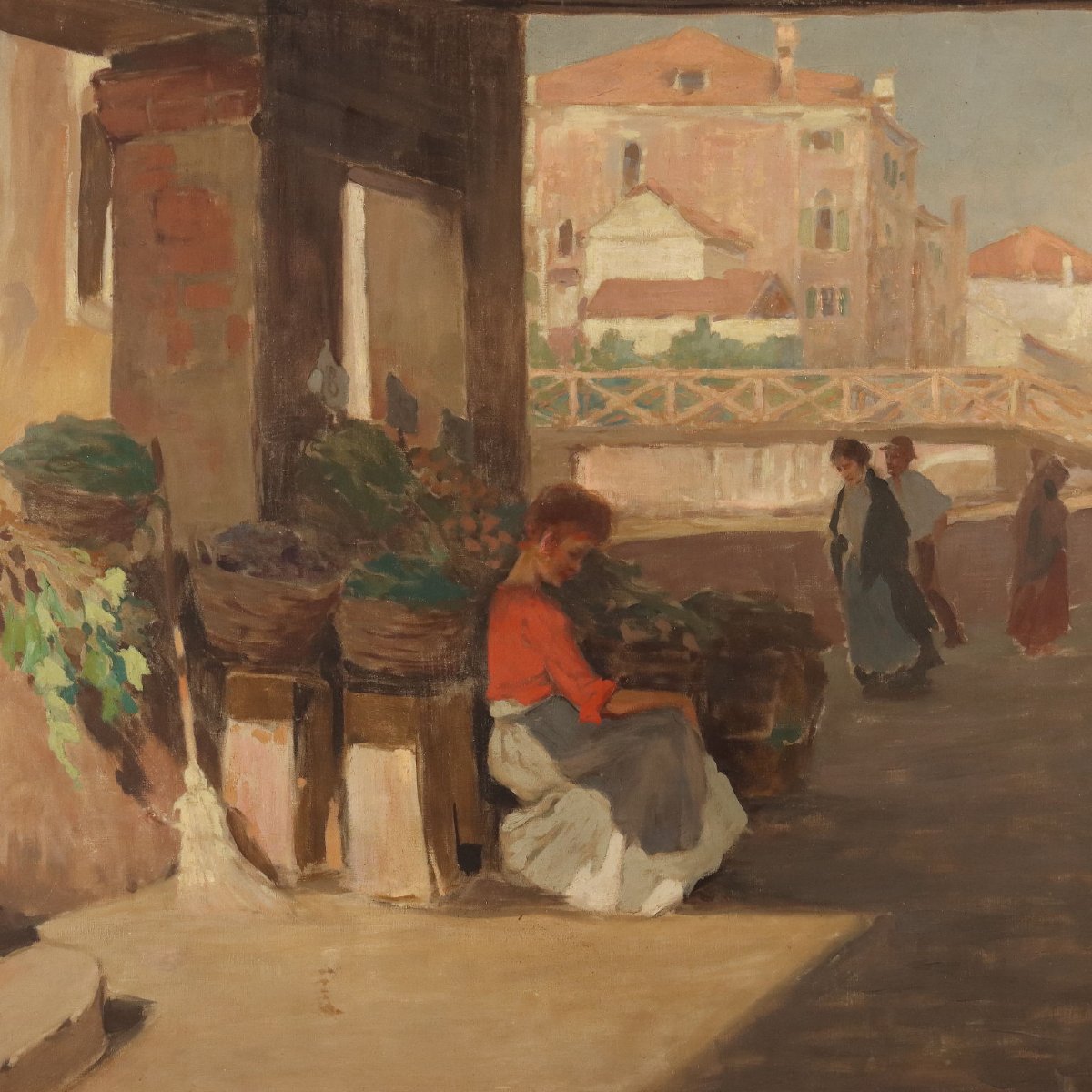 Modern Painting Signed Paolo Baroni Glimpse Of A Village XX Century-photo-3