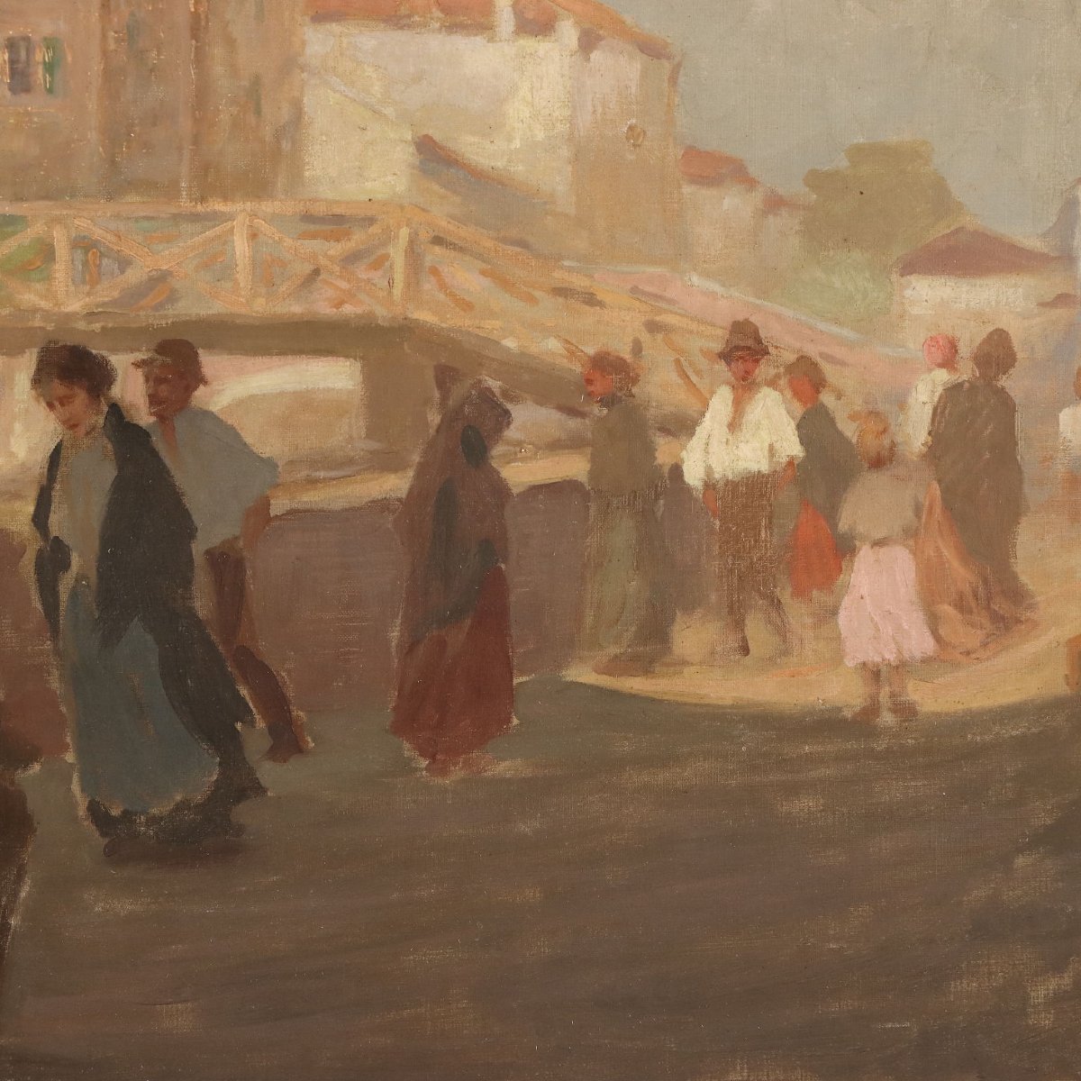 Modern Painting Signed Paolo Baroni Glimpse Of A Village XX Century-photo-1