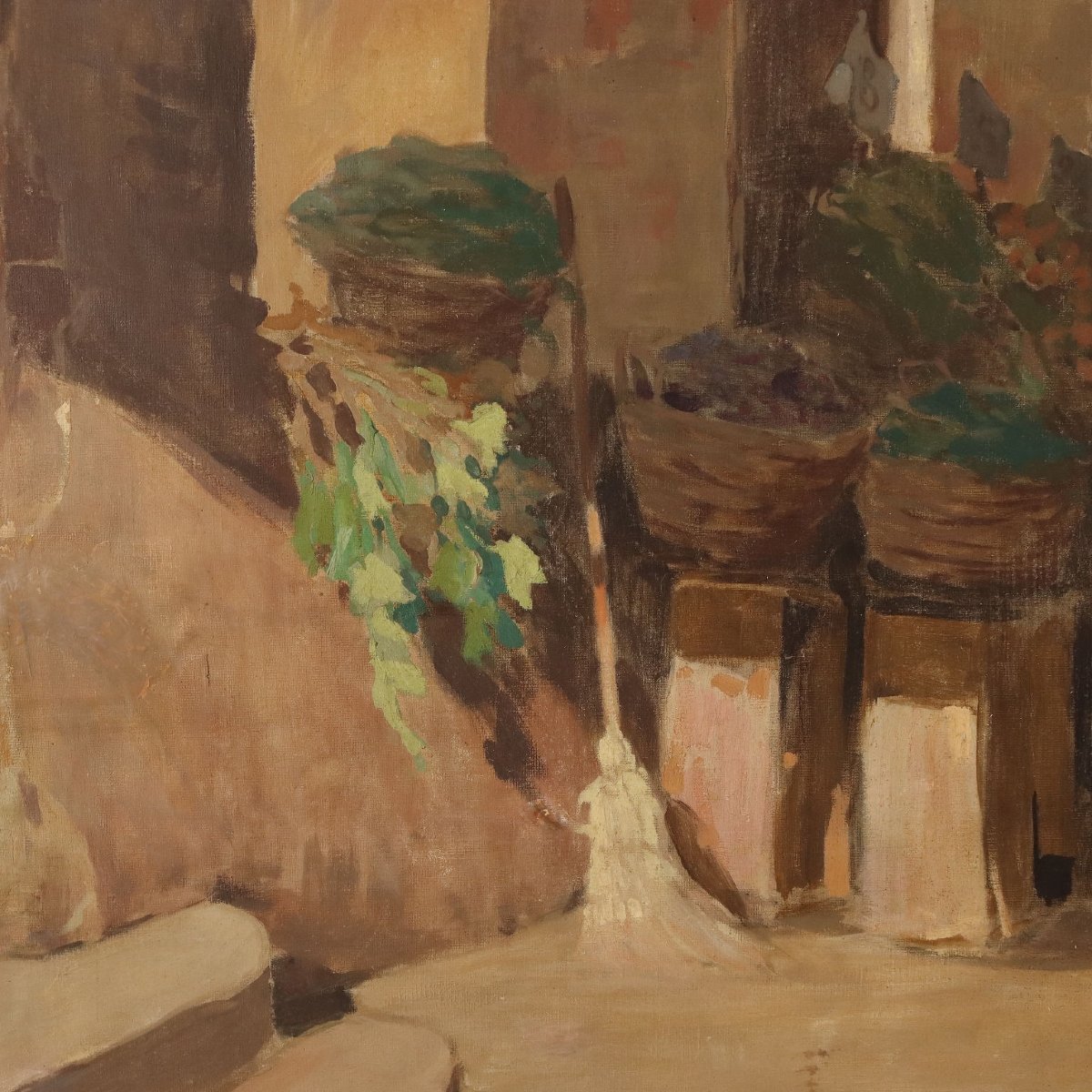 Modern Painting Signed Paolo Baroni Glimpse Of A Village XX Century-photo-3
