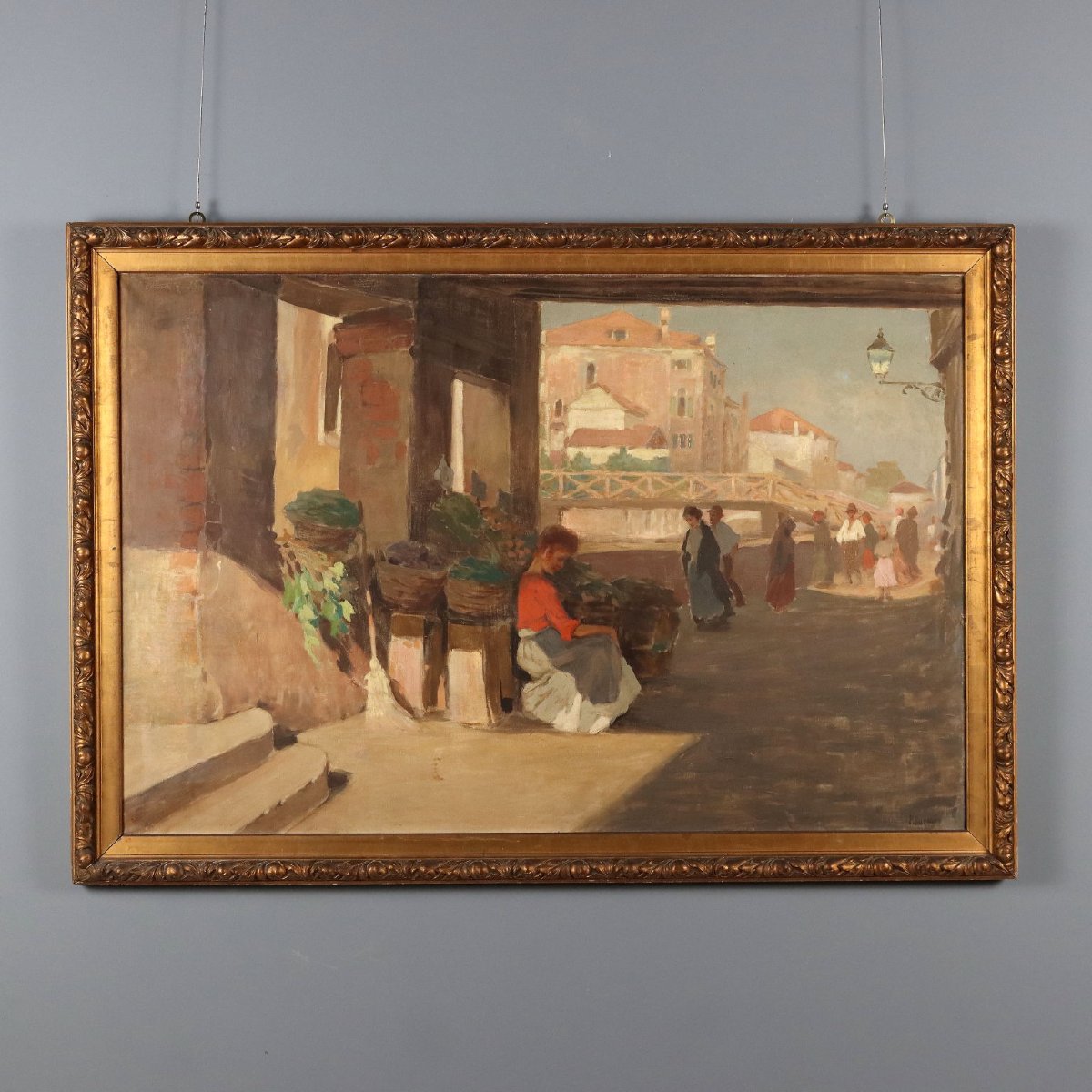 Modern Painting Signed Paolo Baroni Glimpse Of A Village XX Century