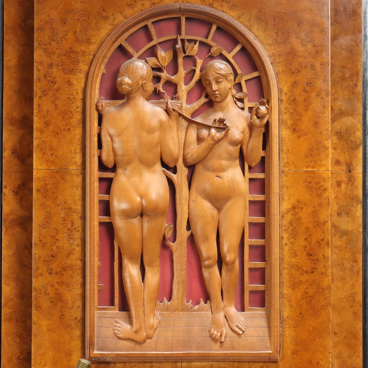 Antique Art Deco Cabinet Maple Burl Veneer XX Century Original-photo-4