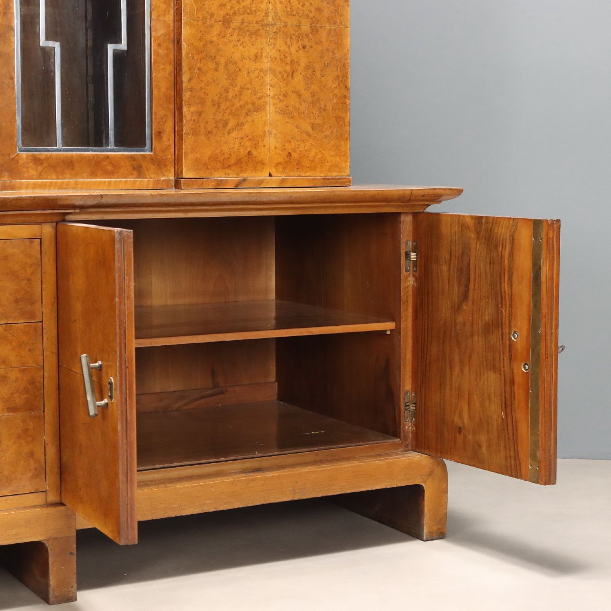Antique Art Deco Cabinet Maple Burl Veneer XX Century Original-photo-8